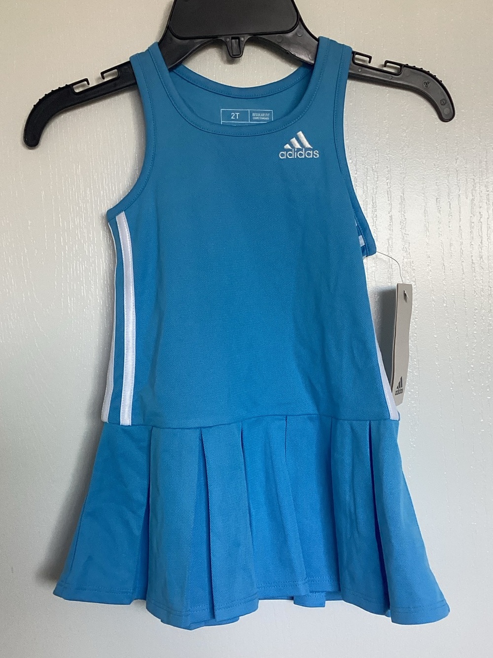 Adidas Toddler Blue Athletic Tank Dress with White Side Stripes